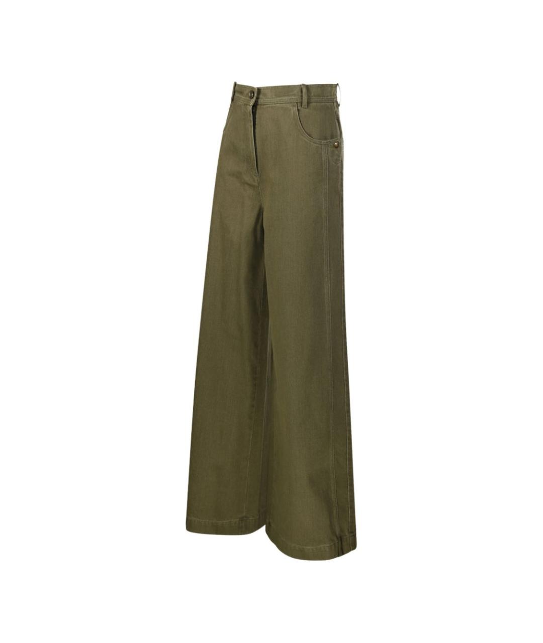 MAX MARA Хаки шерстяные прямые брюки, фото 3