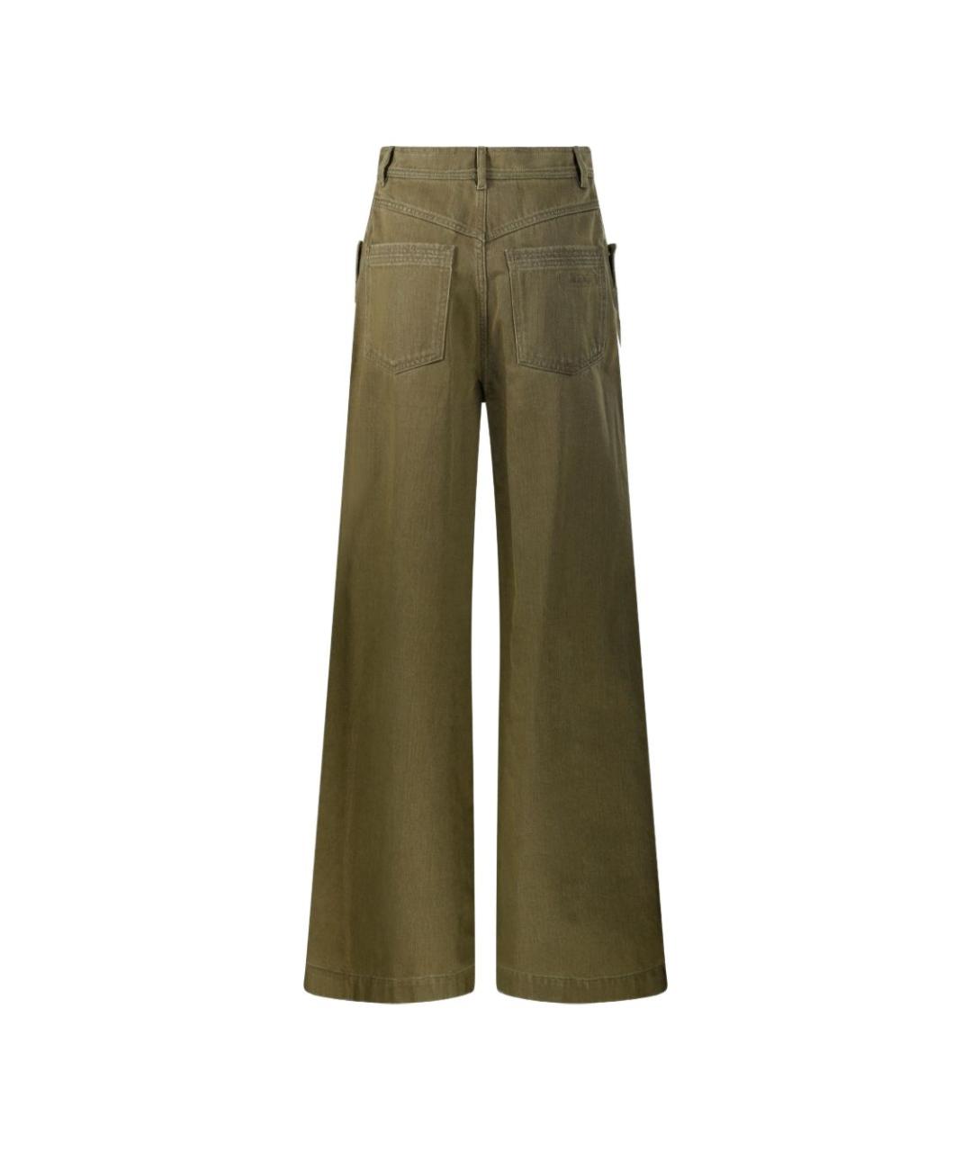 MAX MARA Хаки шерстяные прямые брюки, фото 2