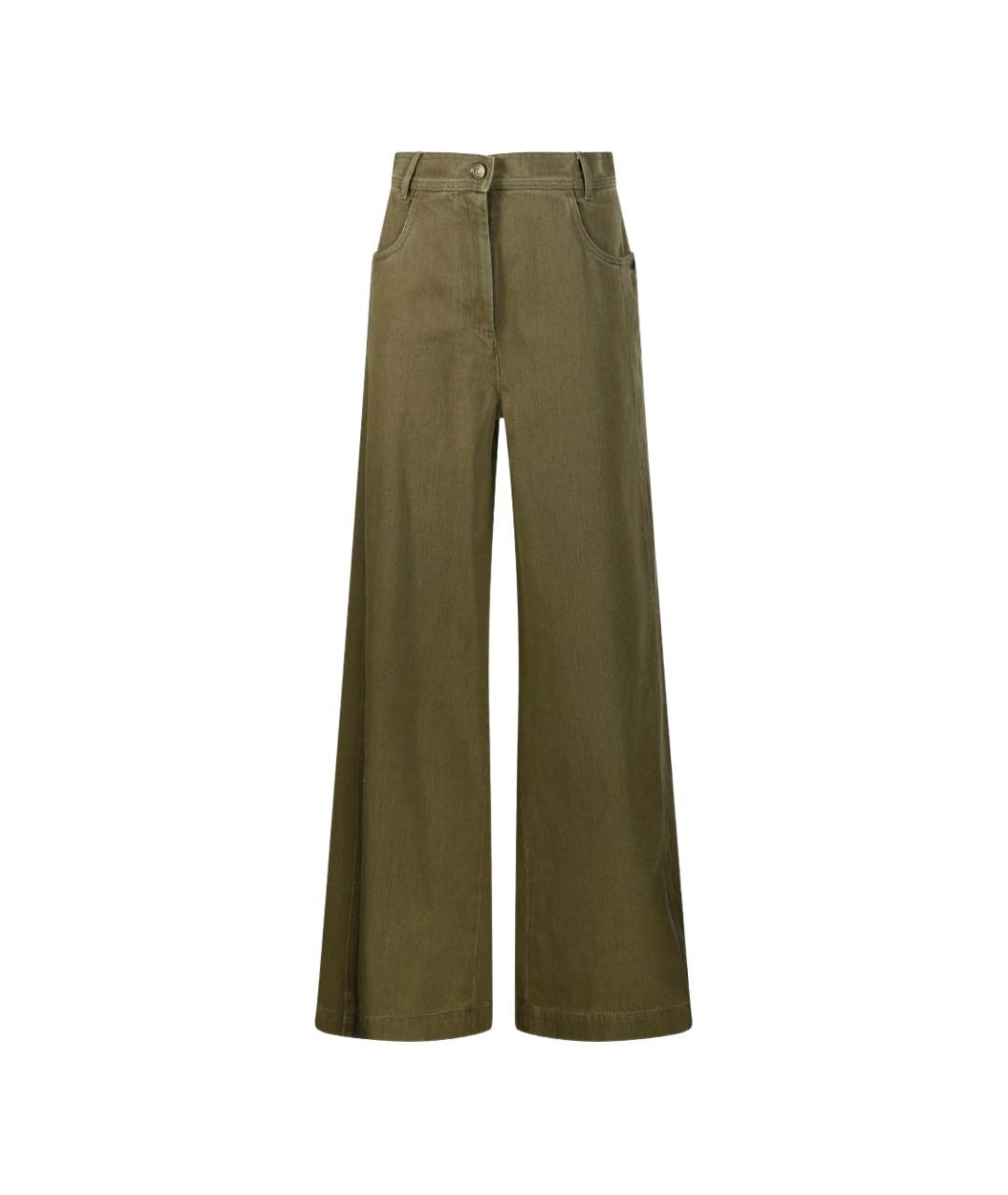 MAX MARA Хаки шерстяные прямые брюки, фото 1