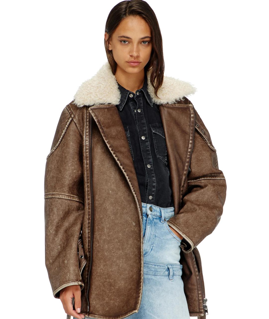 DIESEL Коричневая синтетическая куртка, фото 3