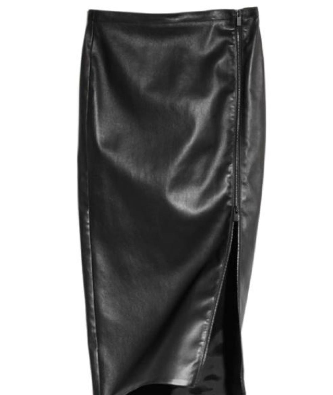 GUCCI Черная кожаная юбка миди, фото 1