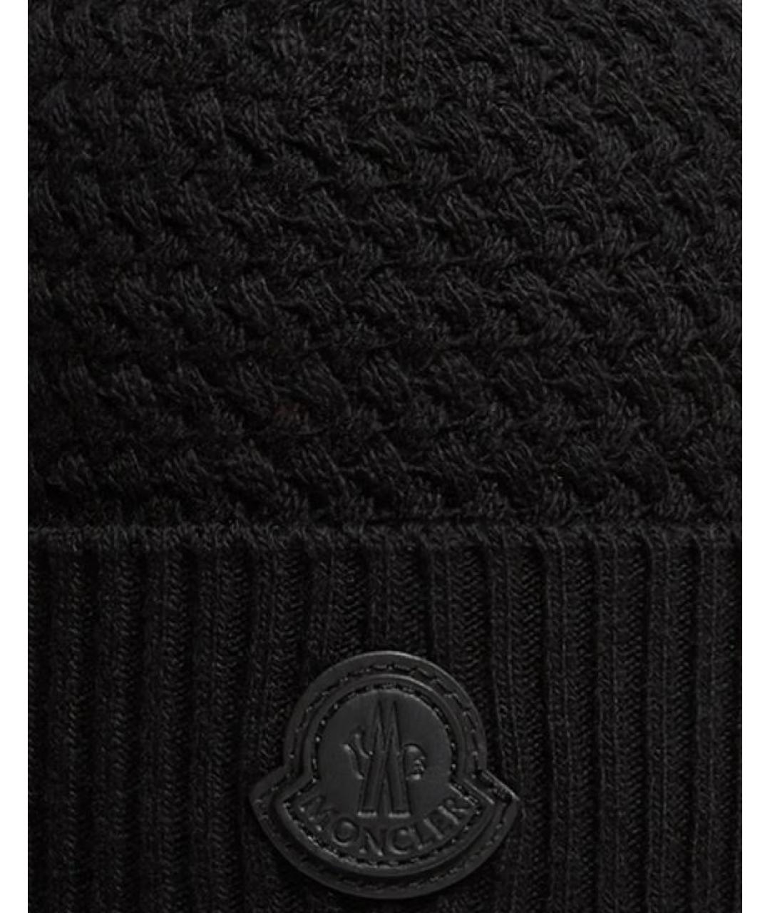 MONCLER Черная шерстяная шапка, фото 2