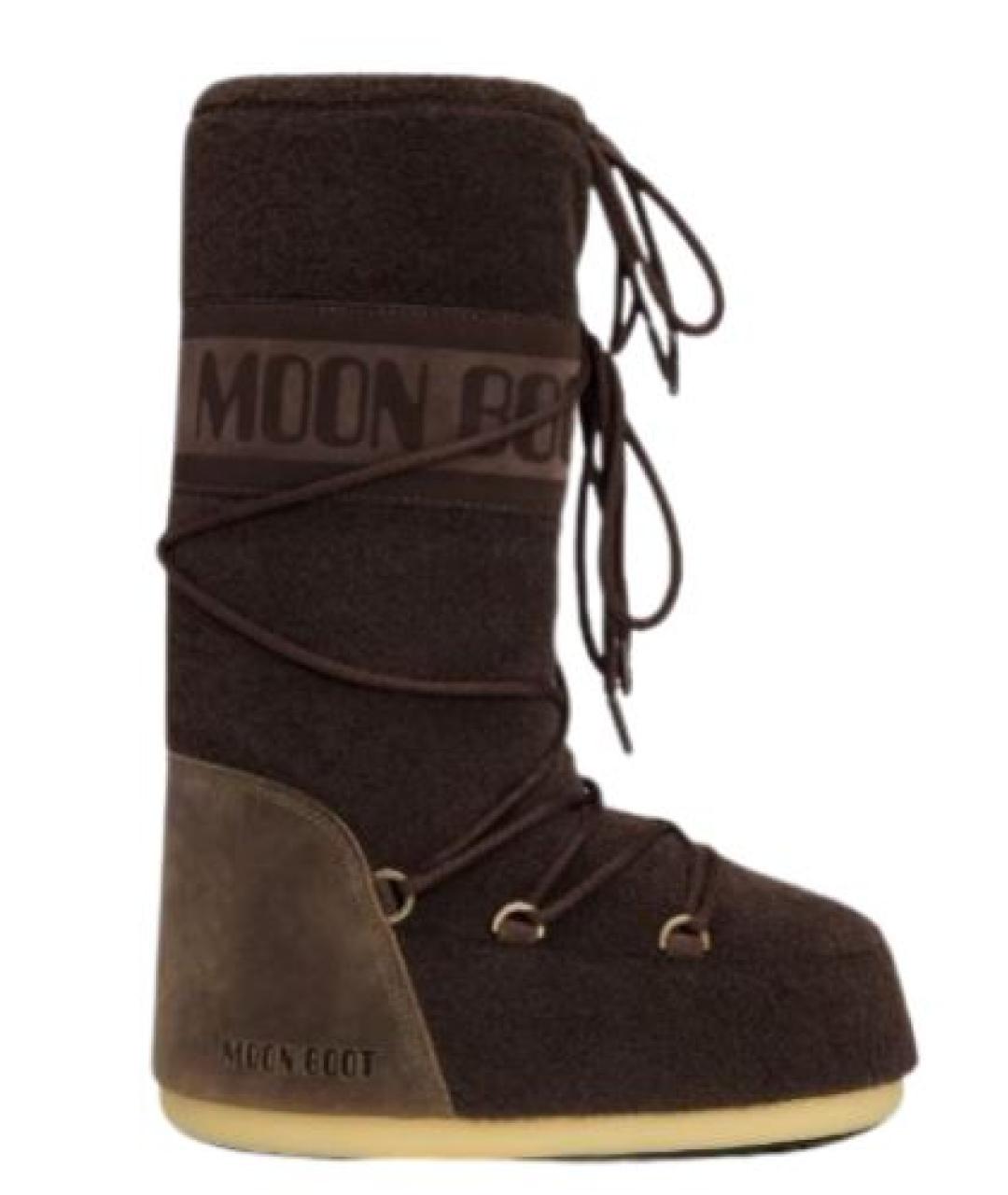 MOON BOOT Коричневые синтетические сапоги, фото 1