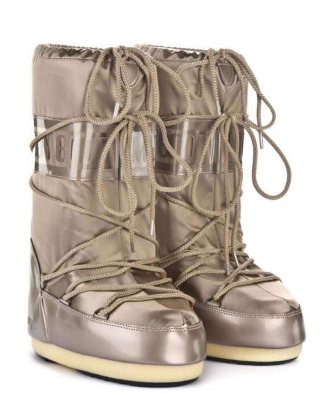 MOON BOOT Бежевые текстильные сапоги, фото 2