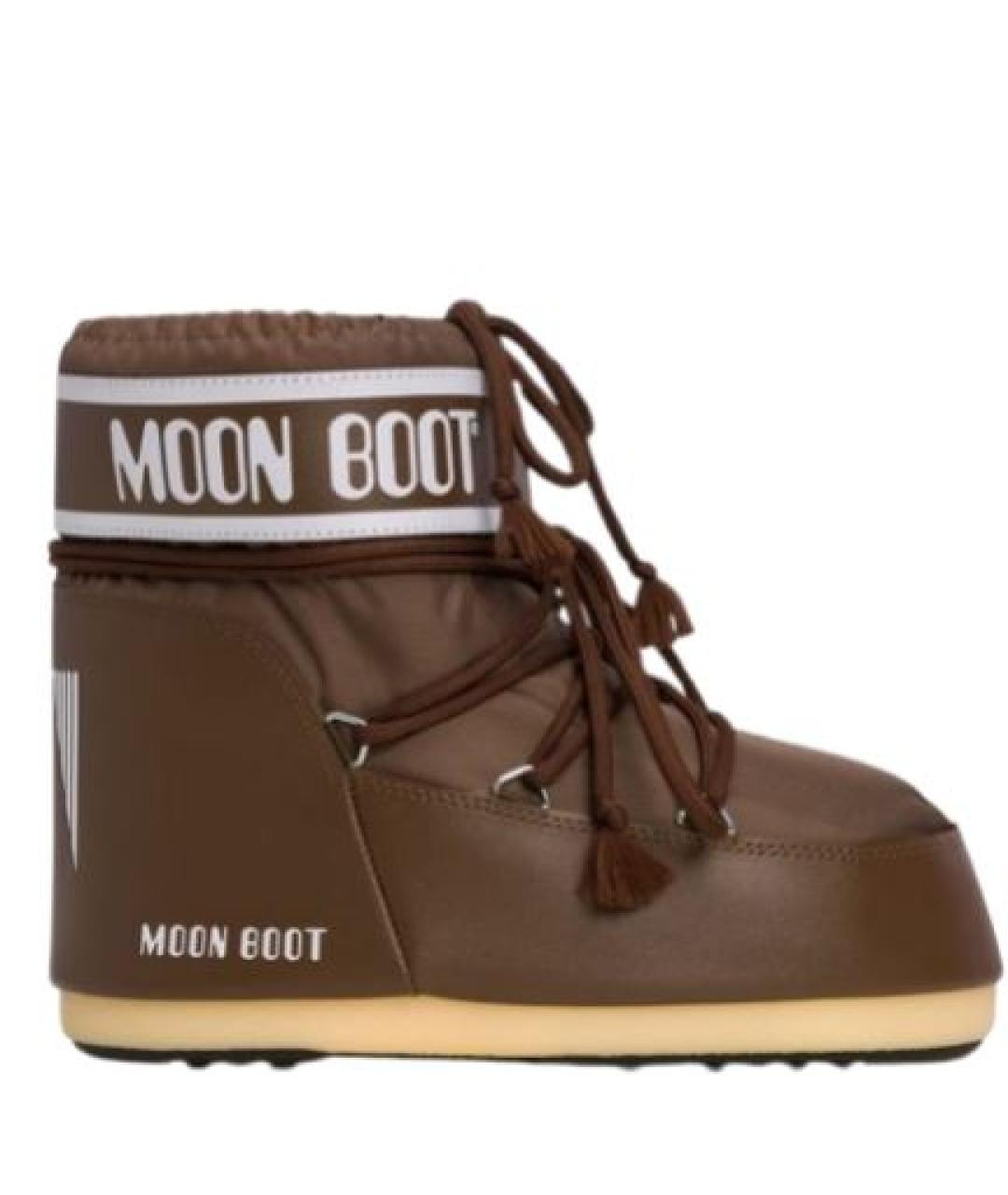 MOON BOOT Коричневые синтетические высокие ботинки, фото 1
