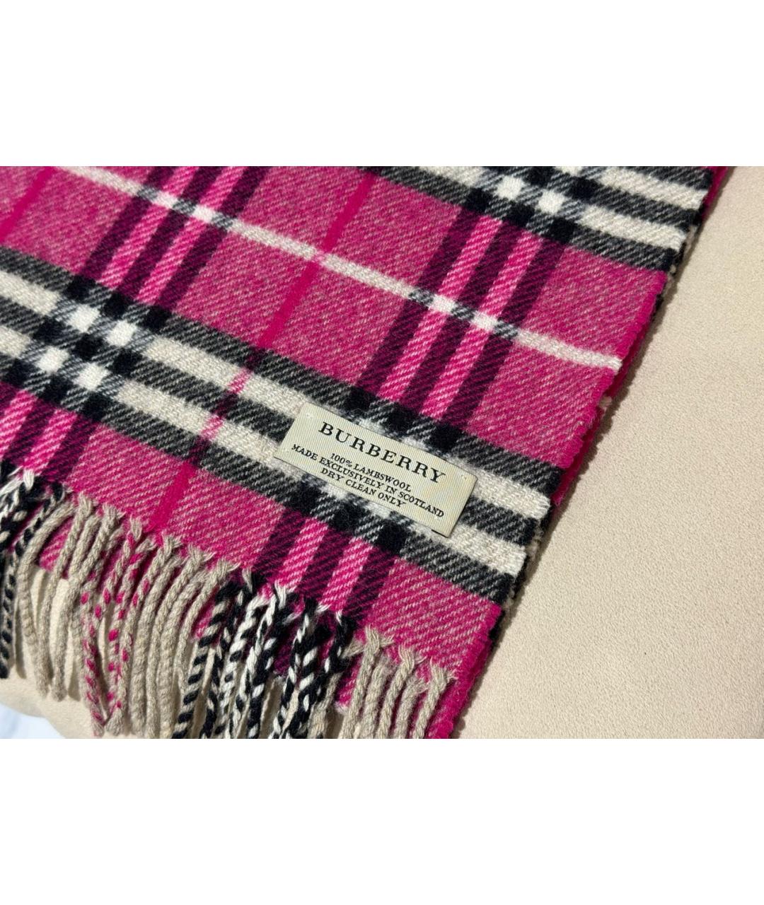 BURBERRY Фуксия шерстяной шарф, фото 3