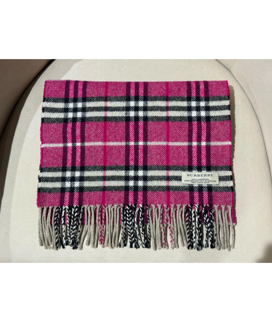 BURBERRY Фуксия шерстяной шарф, фото 7