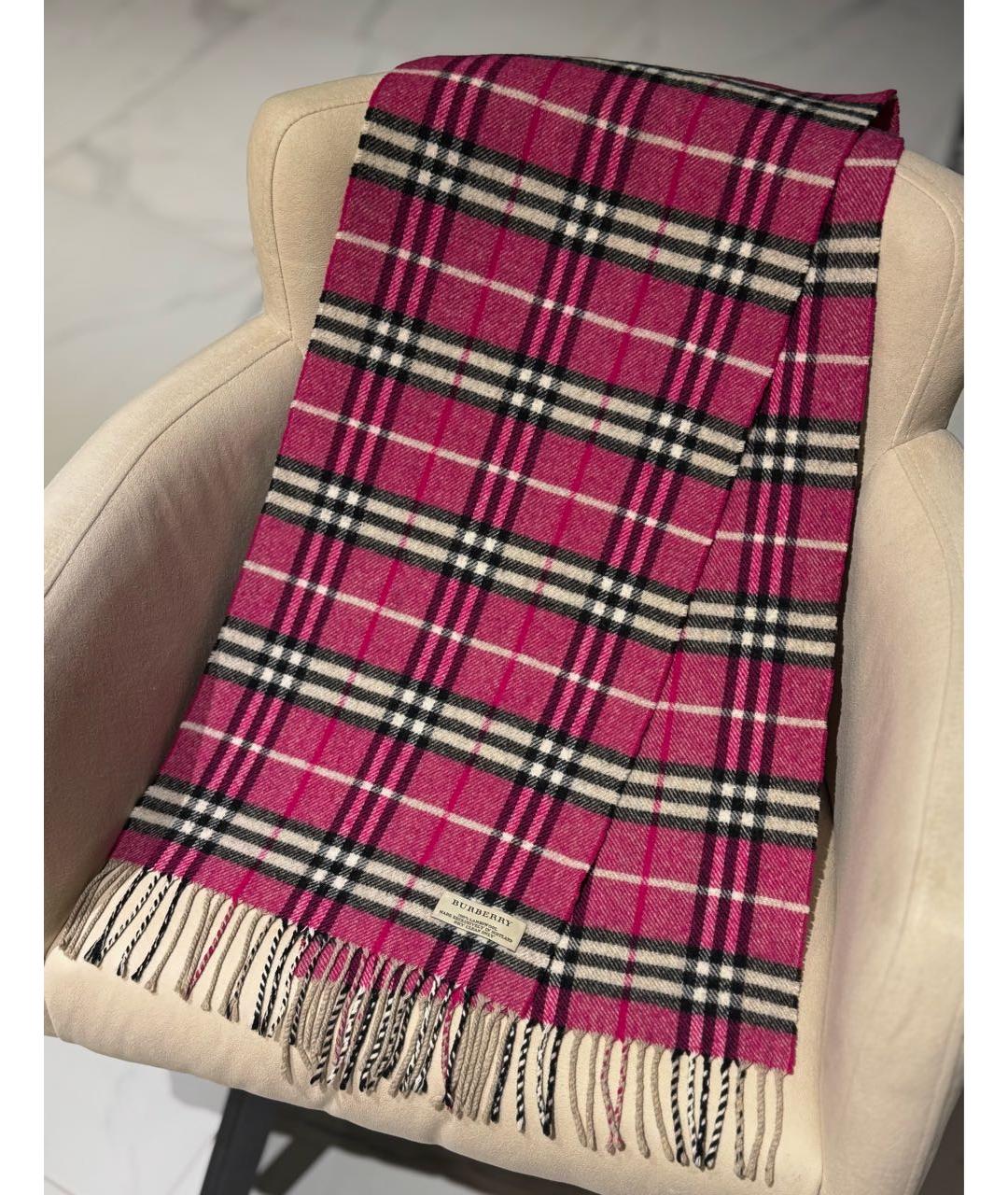 BURBERRY Фуксия шерстяной шарф, фото 6