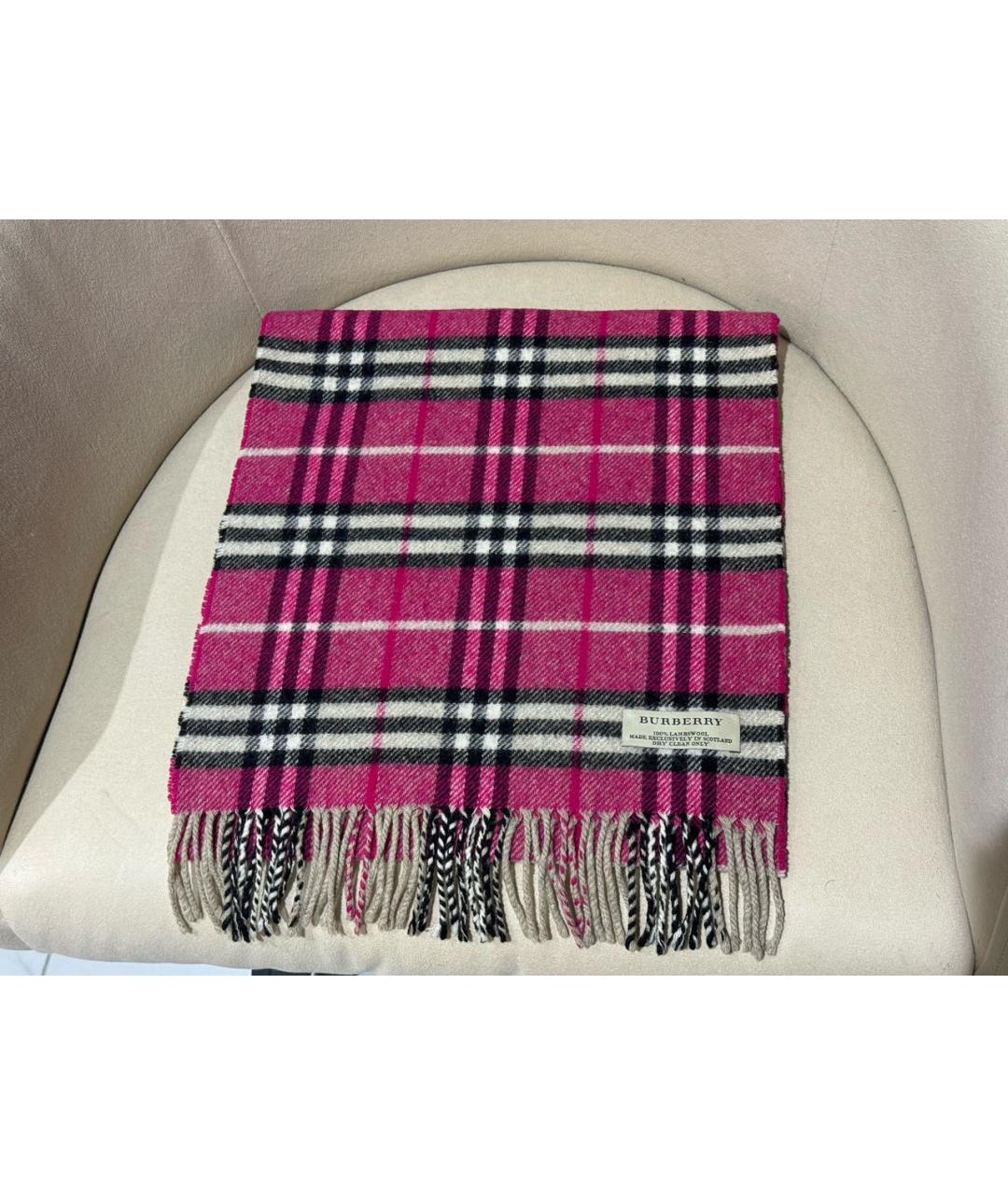BURBERRY Фуксия шерстяной шарф, фото 2