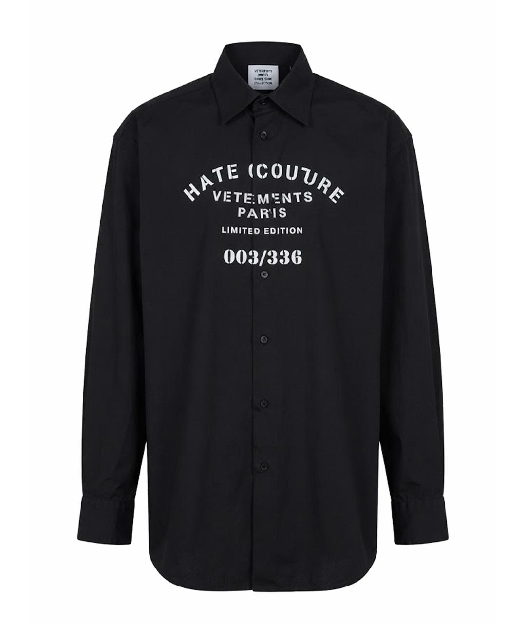 VETEMENTS Черная хлопковая кэжуал рубашка, фото 1