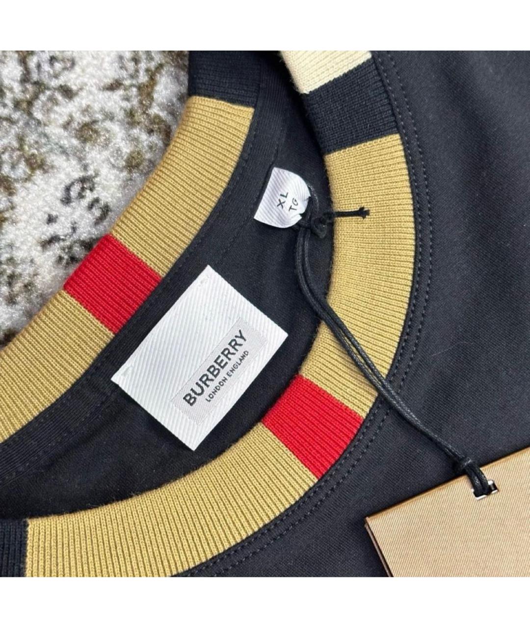 BURBERRY Черная хлопковая футболка, фото 4