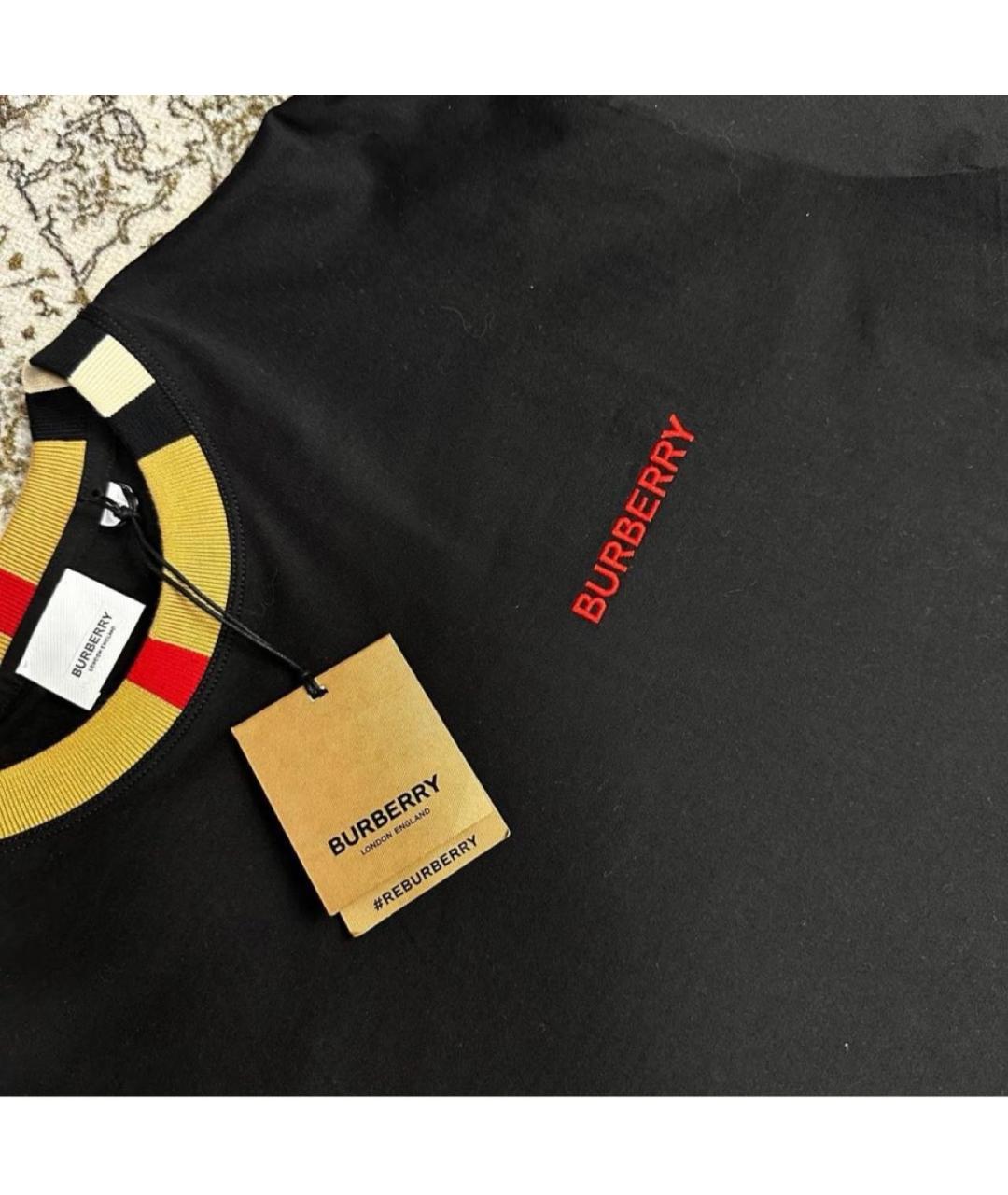 BURBERRY Черная хлопковая футболка, фото 3