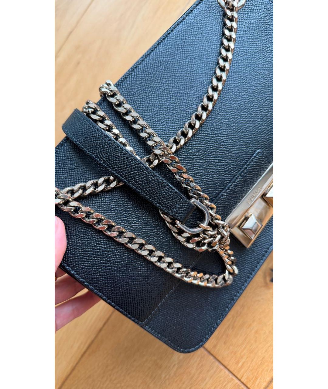 FURLA Черная кожаная сумка через плечо, фото 4