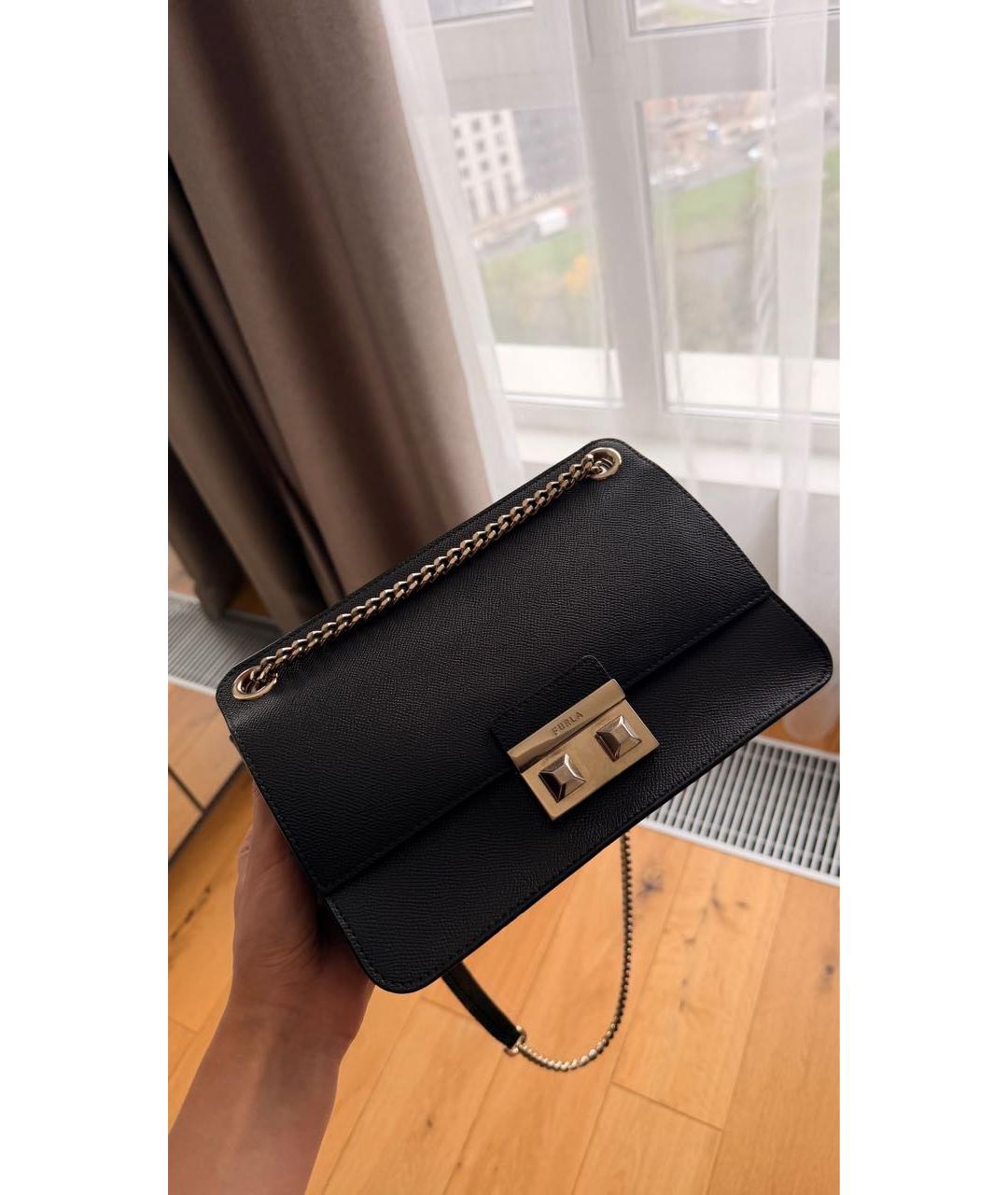 FURLA Черная кожаная сумка через плечо, фото 3