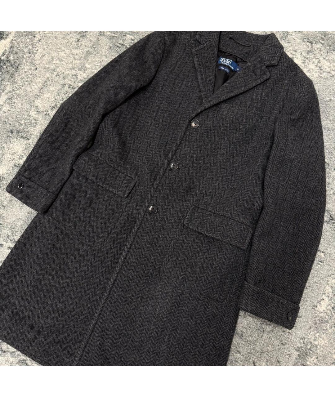 POLO RALPH LAUREN Антрацитовое шерстяное пальто, фото 2