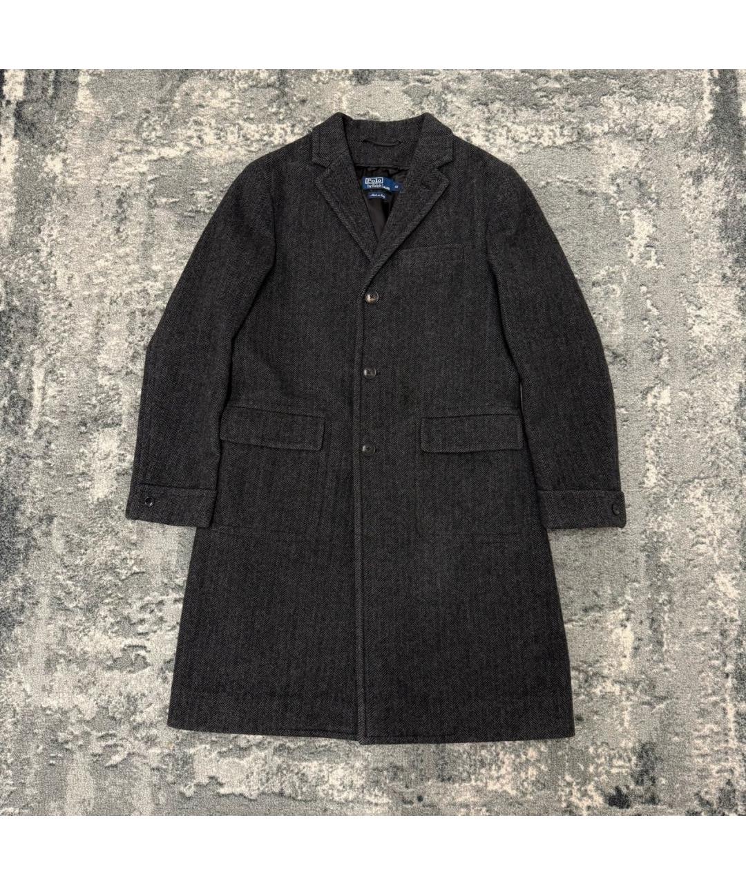 POLO RALPH LAUREN Антрацитовое шерстяное пальто, фото 9