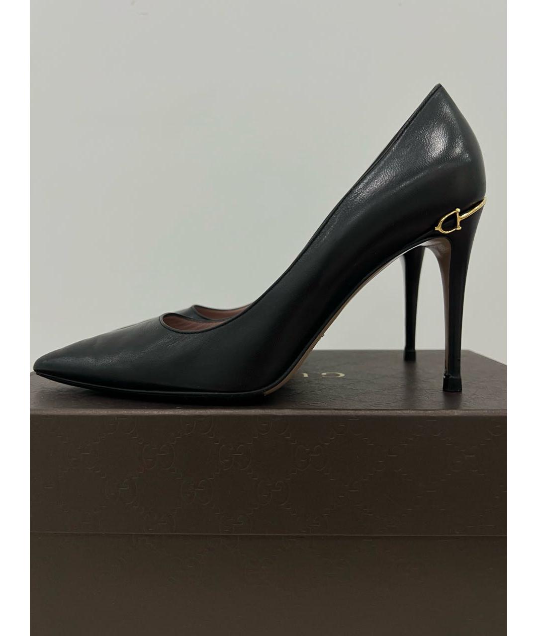 GUCCI Черные кожаные туфли, фото 4