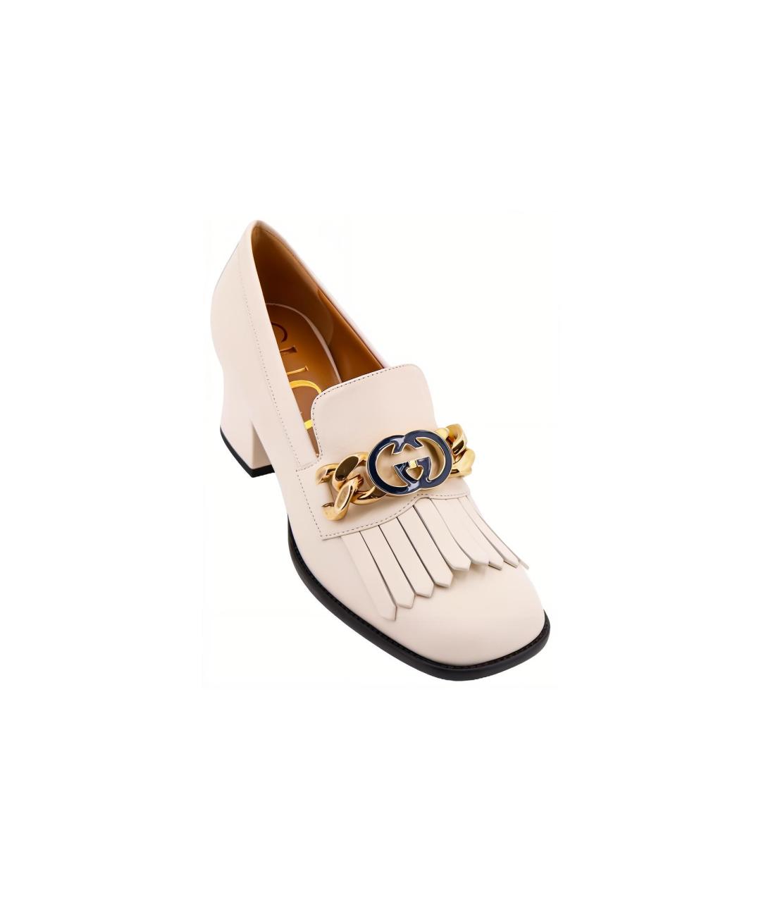 GUCCI Белые кожаные туфли, фото 4
