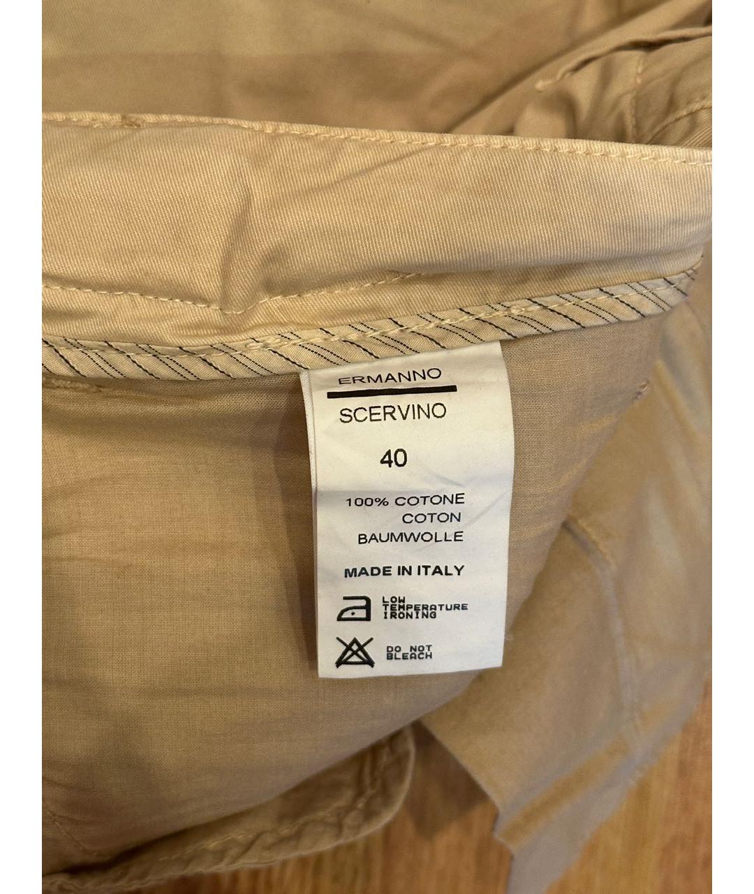 ERMANNO SCERVINO Бежевые хлопковые прямые джинсы, фото 3