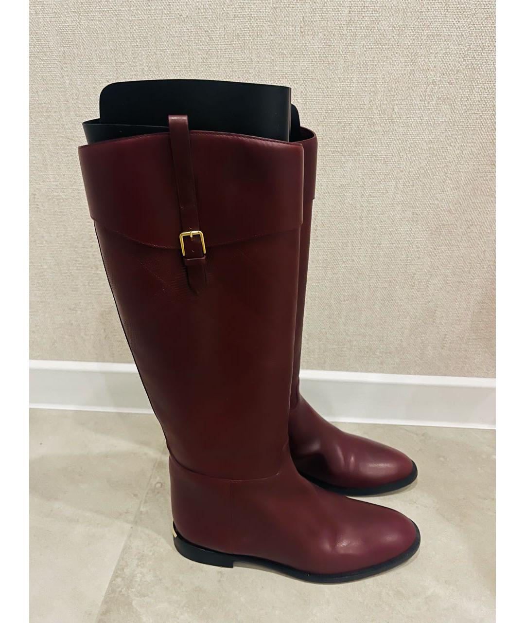BURBERRY Бордовые кожаные сапоги, фото 5