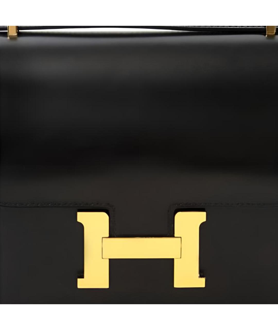 HERMES Черная кожаная сумка через плечо, фото 4