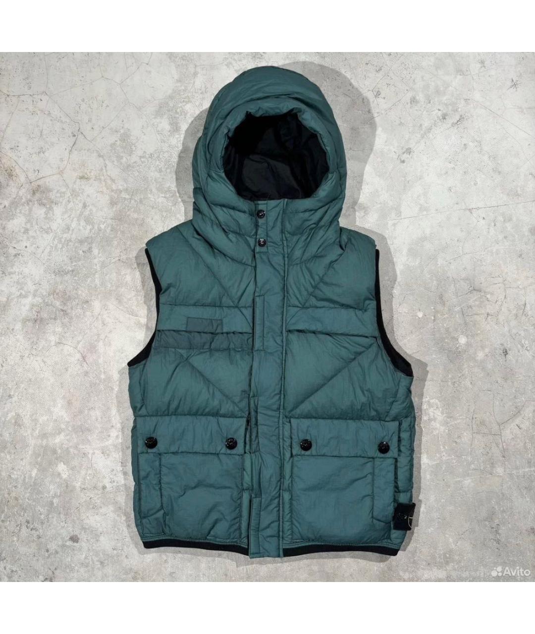 STONE ISLAND Зеленый нейлоновый жилет, фото 6