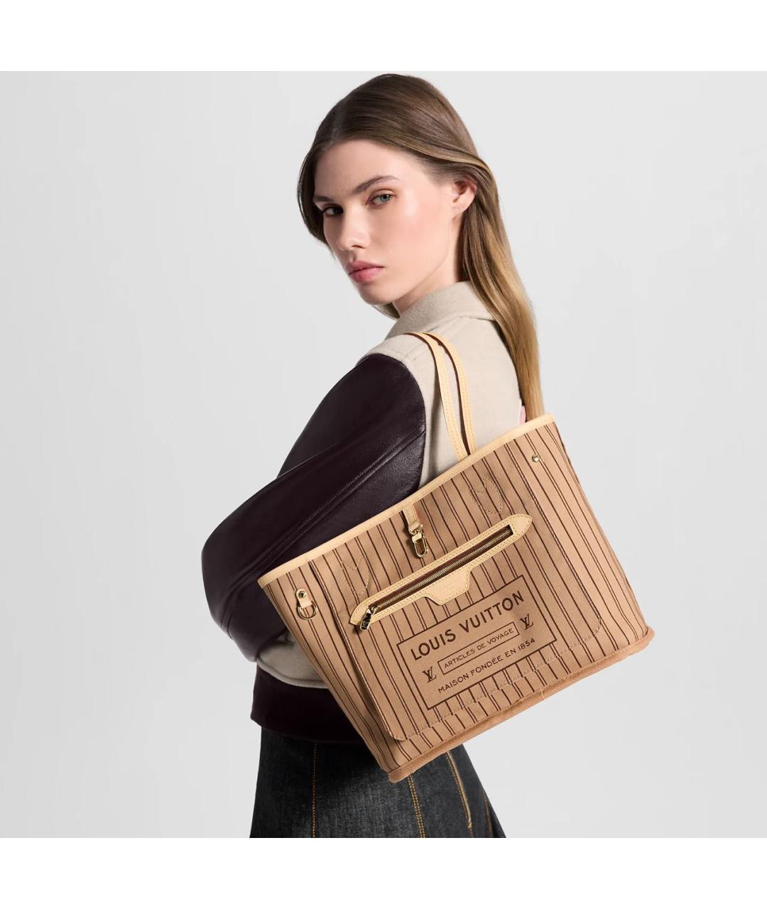 LOUIS VUITTON Коричневая сумка тоут из канвы, фото 4