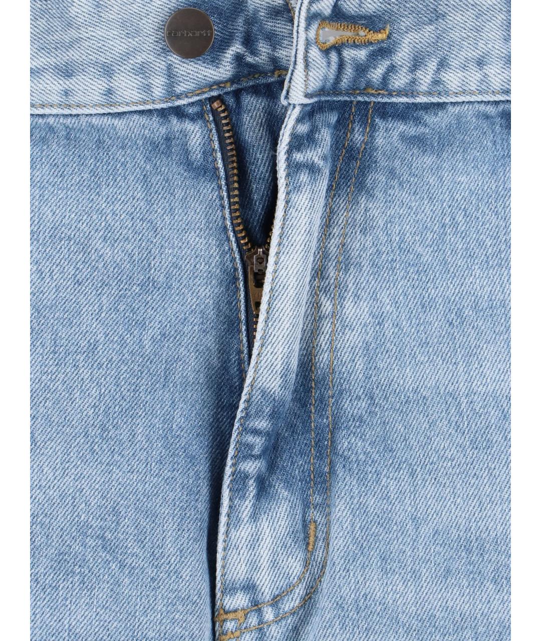 CARHARTT WIP Голубые хлопковые прямые джинсы, фото 2