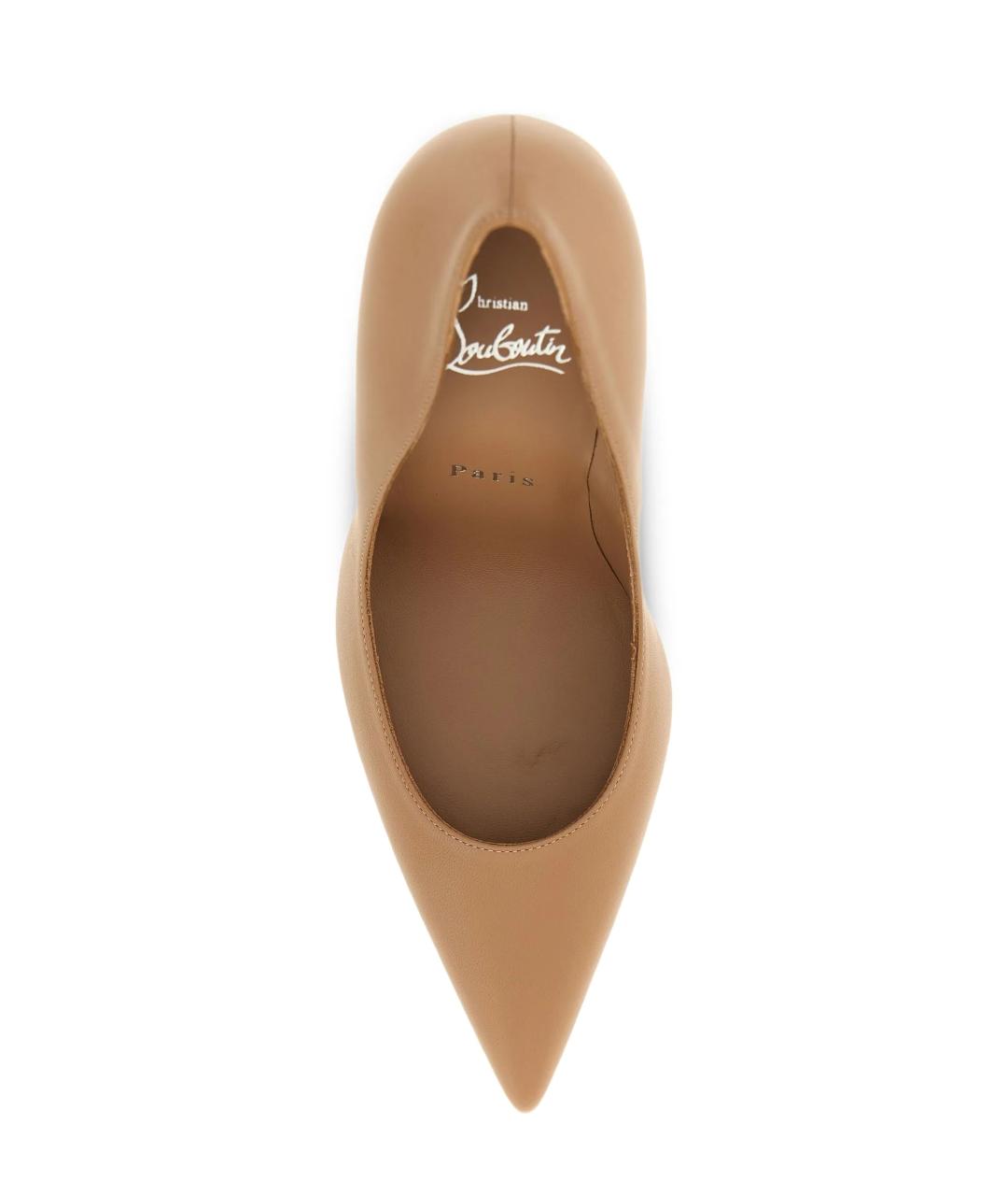 CHRISTIAN LOUBOUTIN Бежевые кожаные туфли, фото 4
