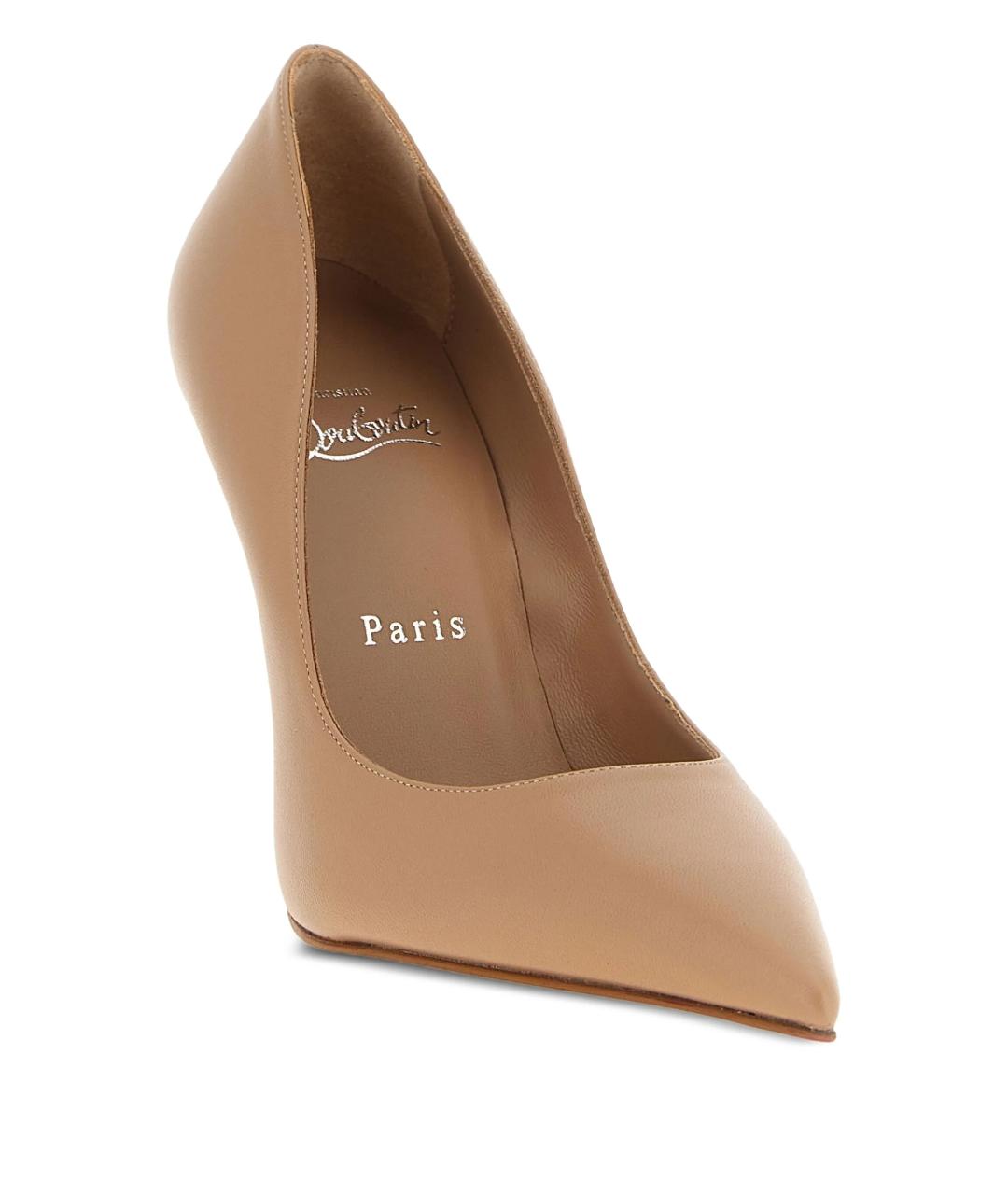 CHRISTIAN LOUBOUTIN Бежевые кожаные туфли, фото 2