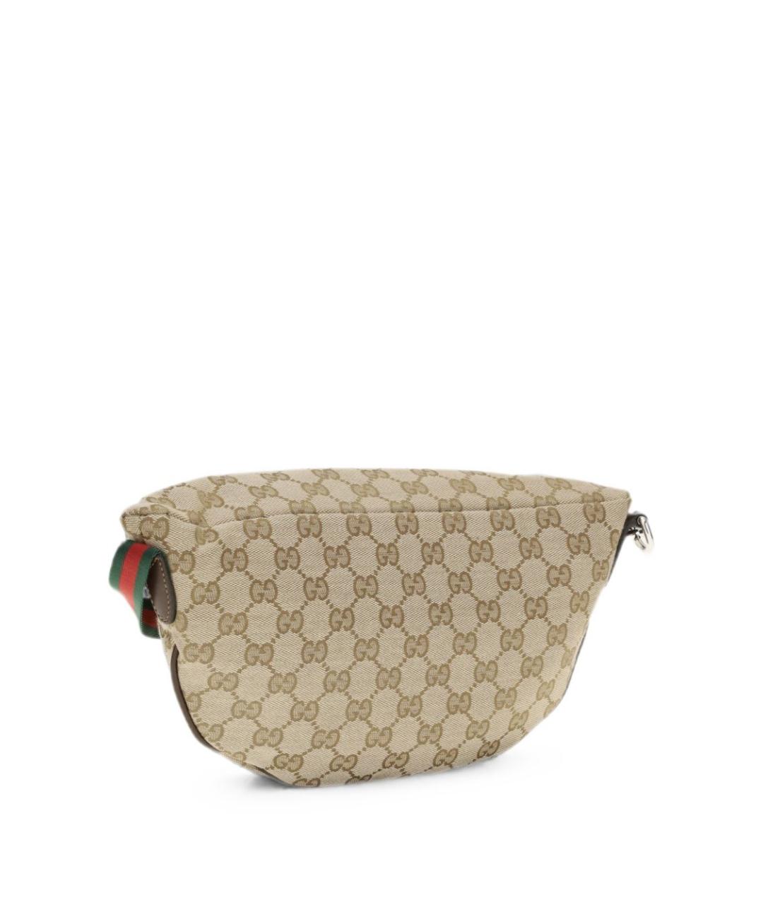 GUCCI Коричневая тканевая поясная сумка, фото 3