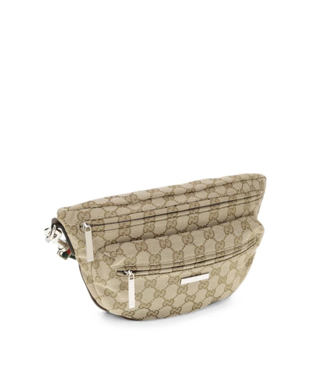 GUCCI Коричневая тканевая поясная сумка, фото 2