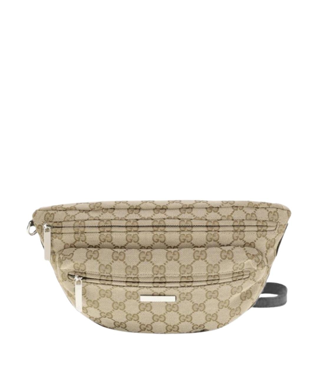 GUCCI Коричневая тканевая поясная сумка, фото 1