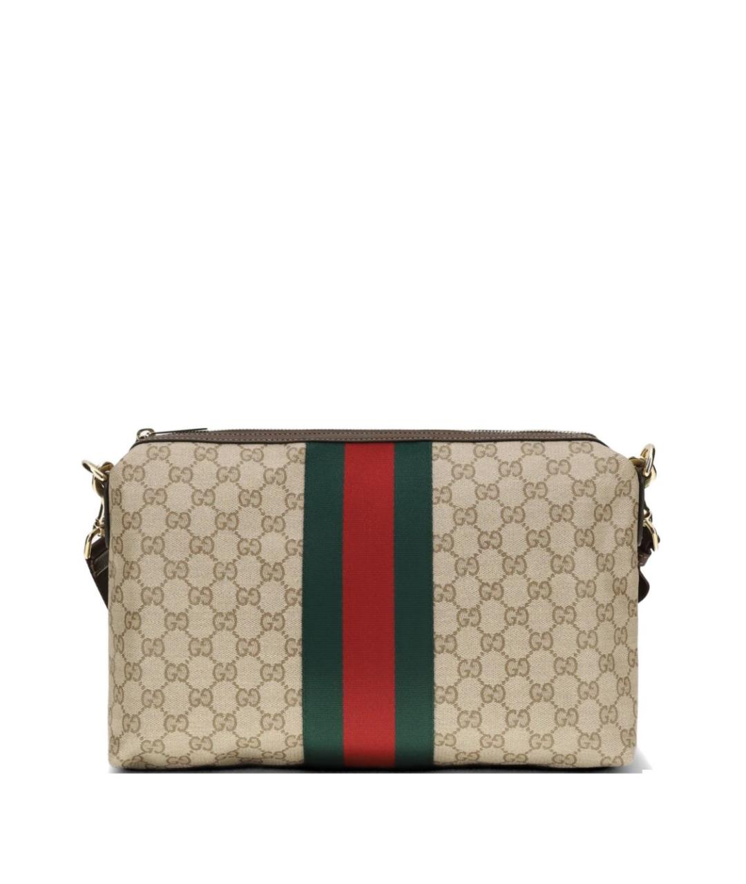 GUCCI Коричневая тканевая сумка на плечо, фото 1