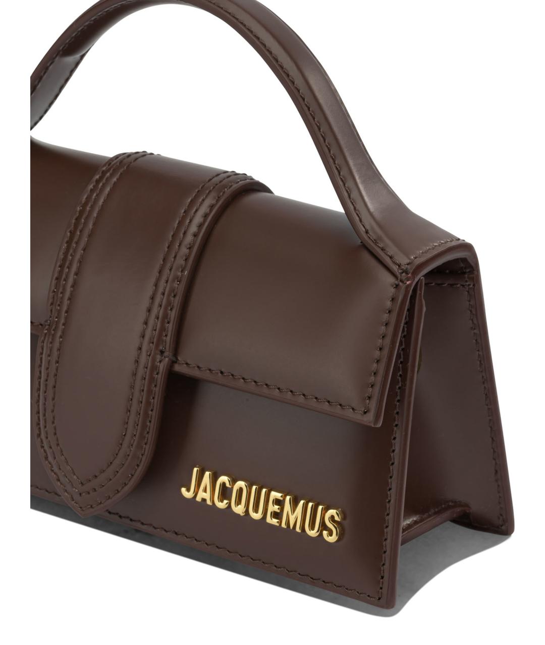 JACQUEMUS Коричневая кожаная сумка с короткими ручками, фото 4