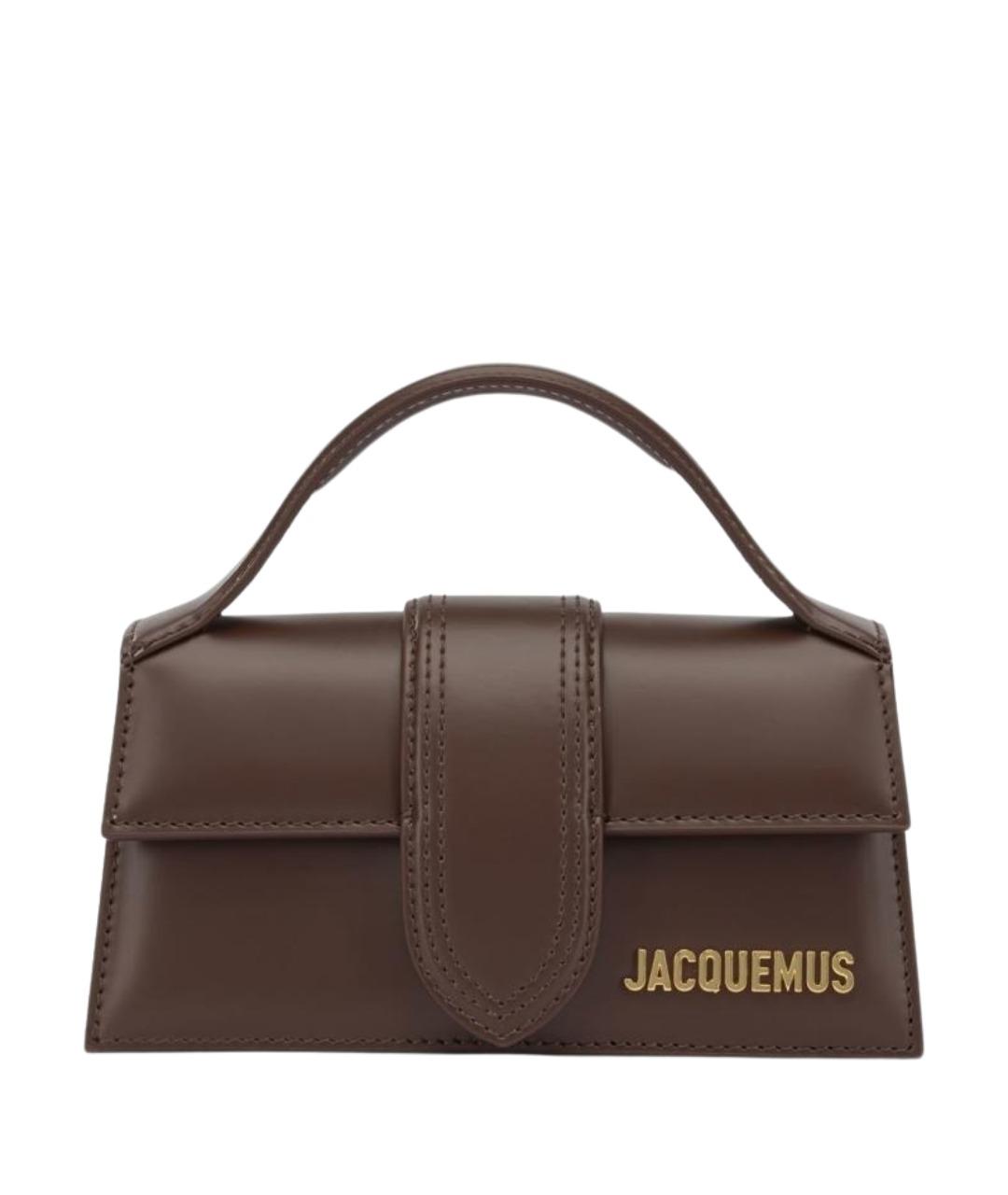 JACQUEMUS Коричневая кожаная сумка с короткими ручками, фото 1