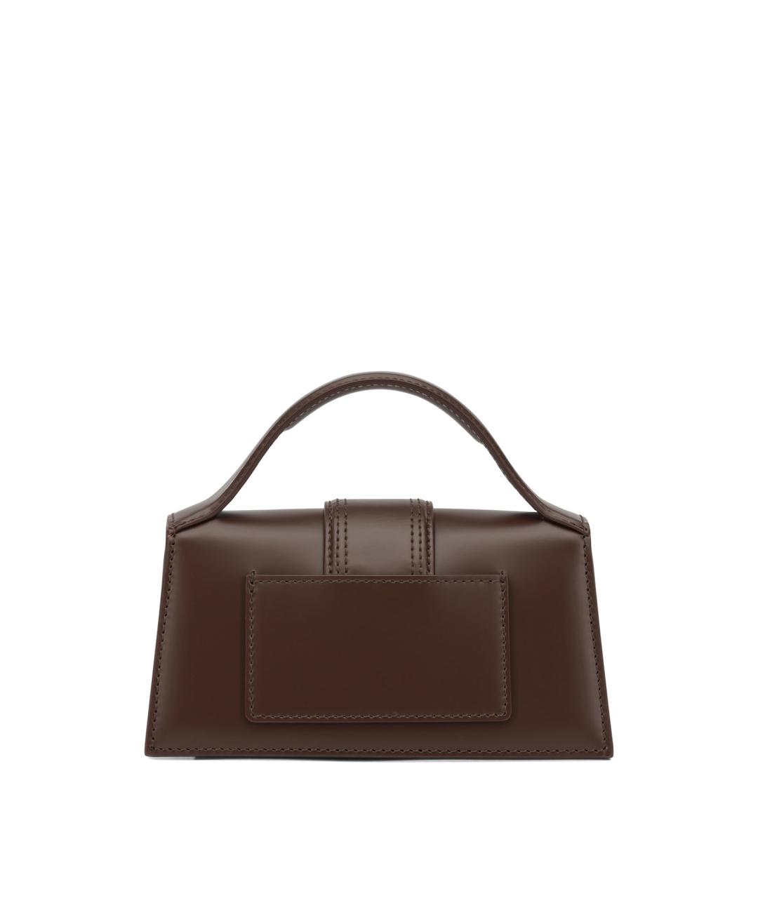 JACQUEMUS Коричневая кожаная сумка с короткими ручками, фото 3