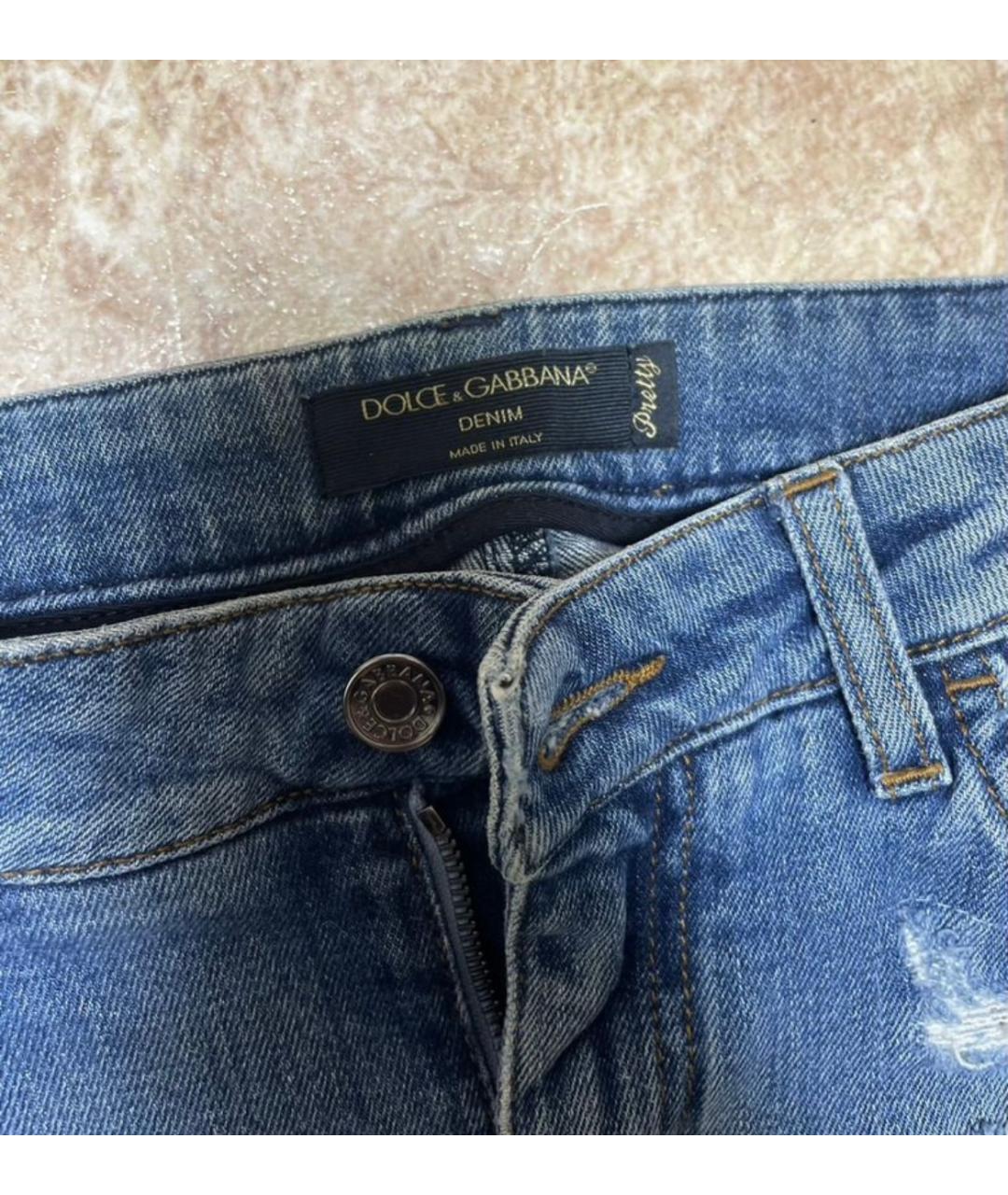 DOLCE&GABBANA Синие хлопковые джинсы слим, фото 3
