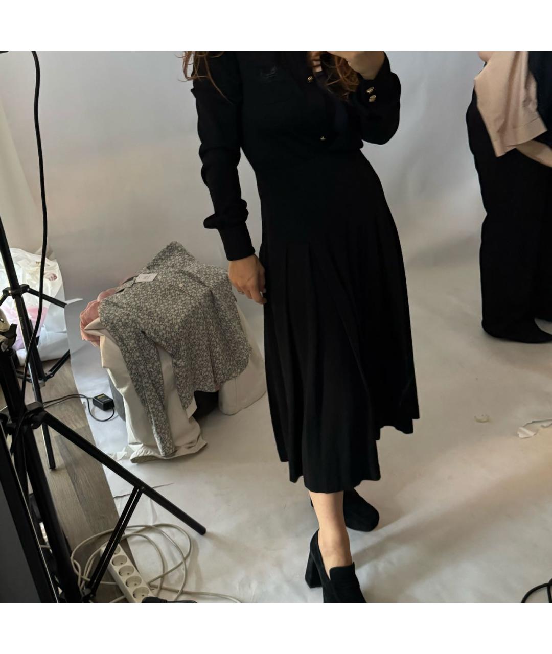 CELINE Черное шерстяное повседневное платье, фото 5