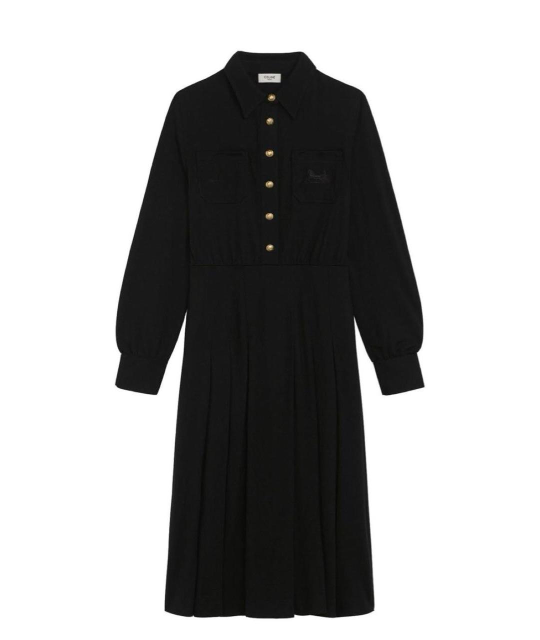 CELINE Черное шерстяное повседневное платье, фото 1