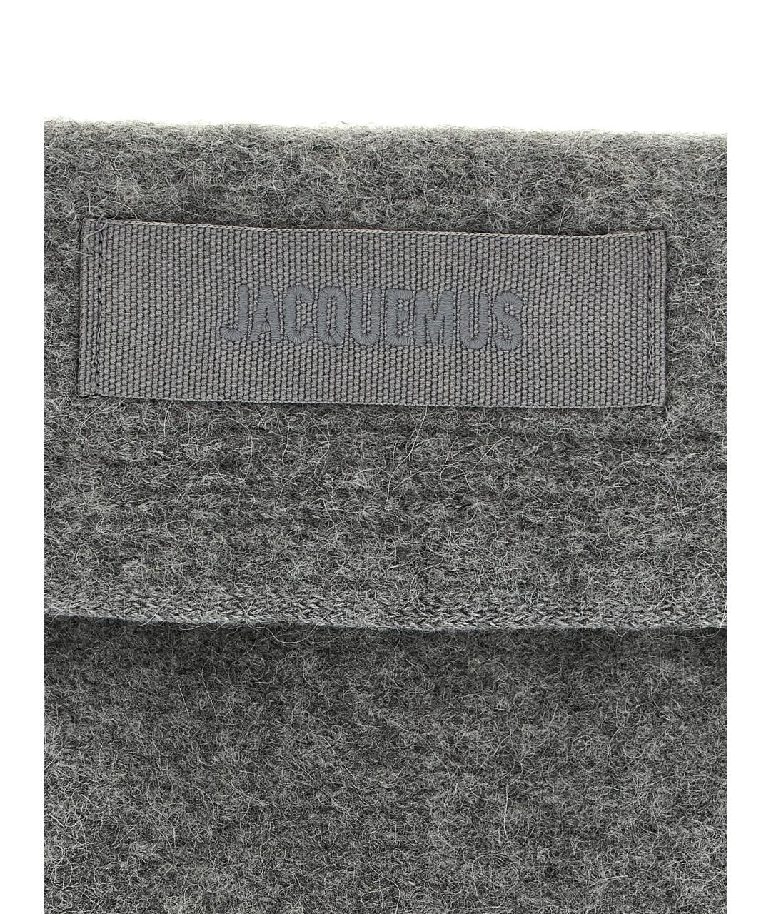 JACQUEMUS Серый шерстяной шарф, фото 2