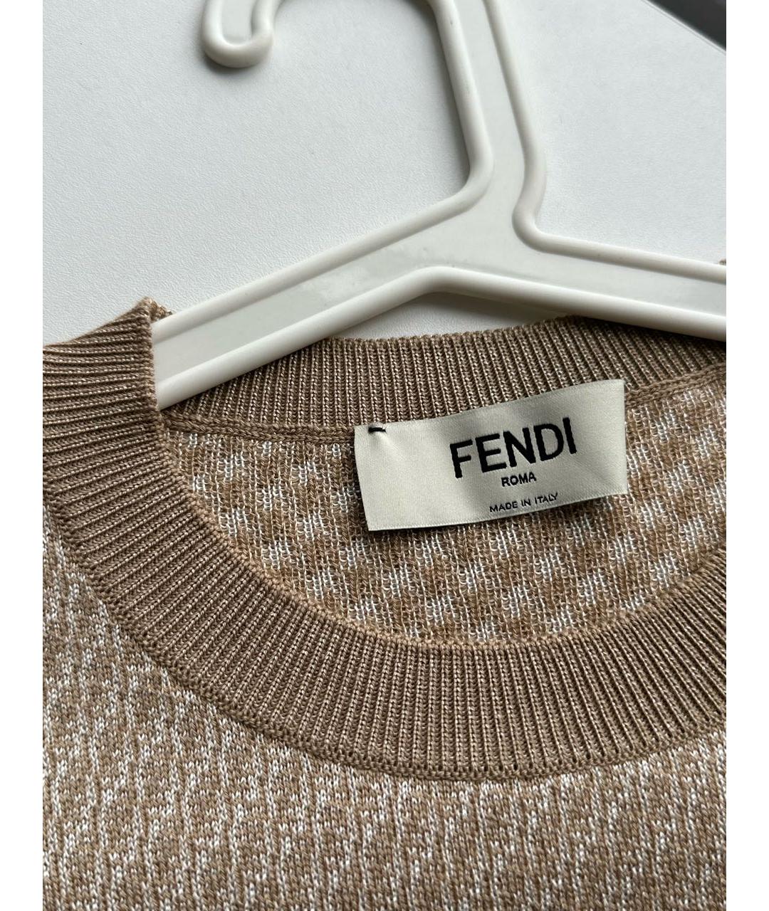 FENDI Бежевый шелковый джемпер / свитер, фото 3