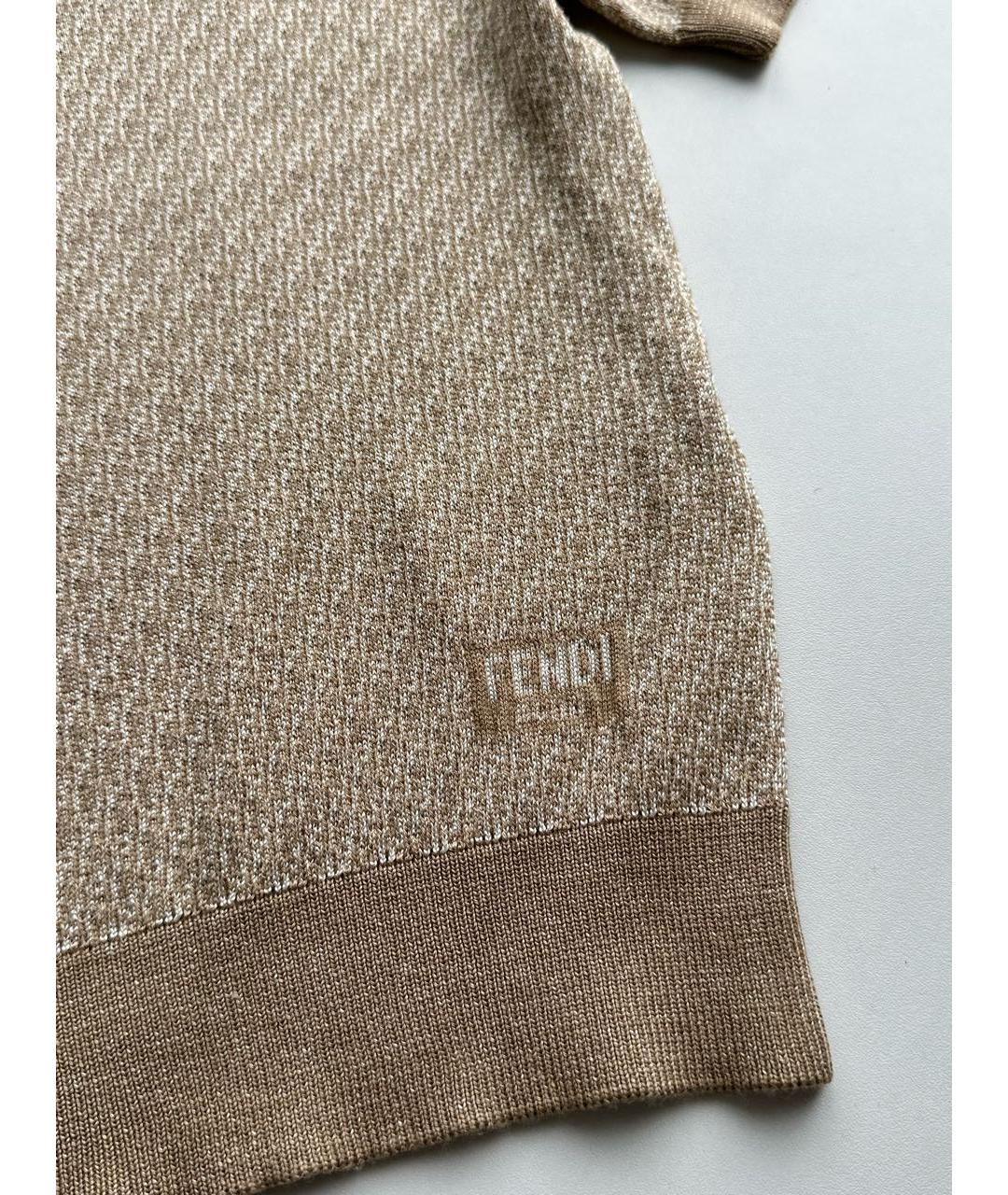 FENDI Бежевый шелковый джемпер / свитер, фото 2