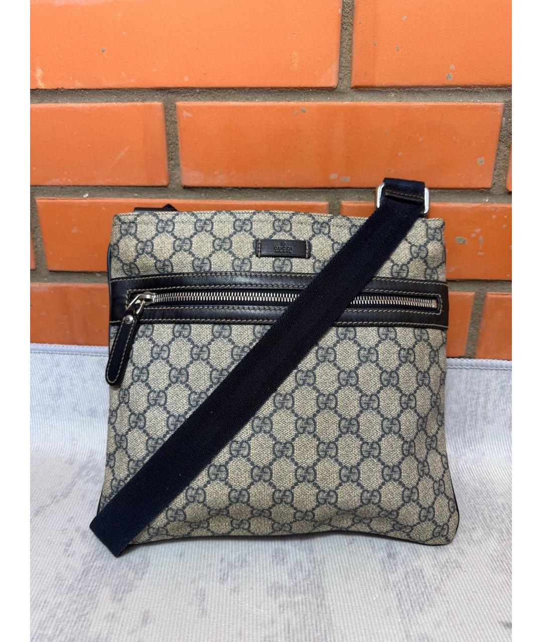 GUCCI Бежевая барсетка из канвы, фото 6