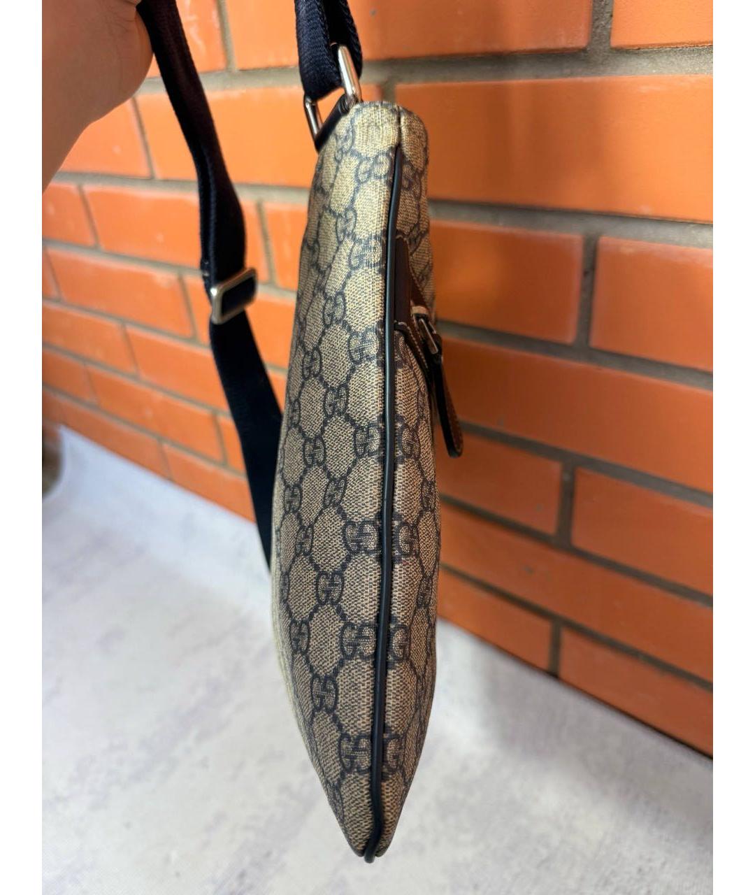 GUCCI Бежевая барсетка из канвы, фото 4