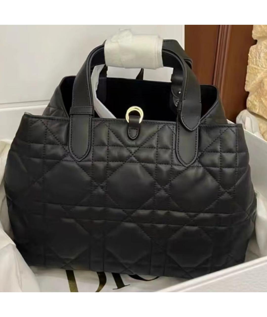 CHRISTIAN DIOR Черная кожаная сумка с короткими ручками, фото 4