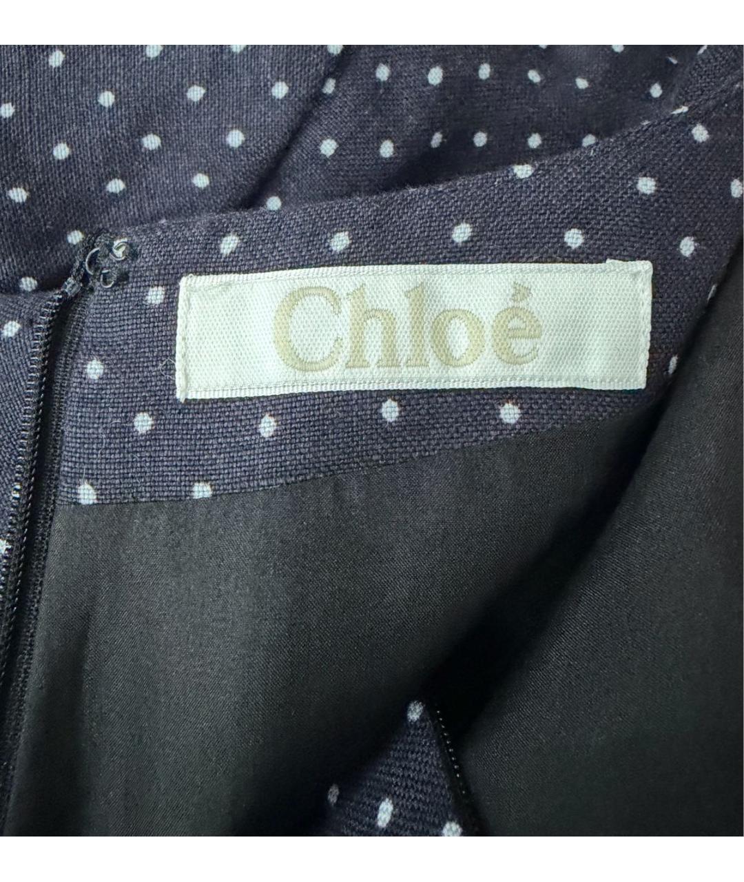 CHLOE Черное льняное коктейльное платье, фото 3