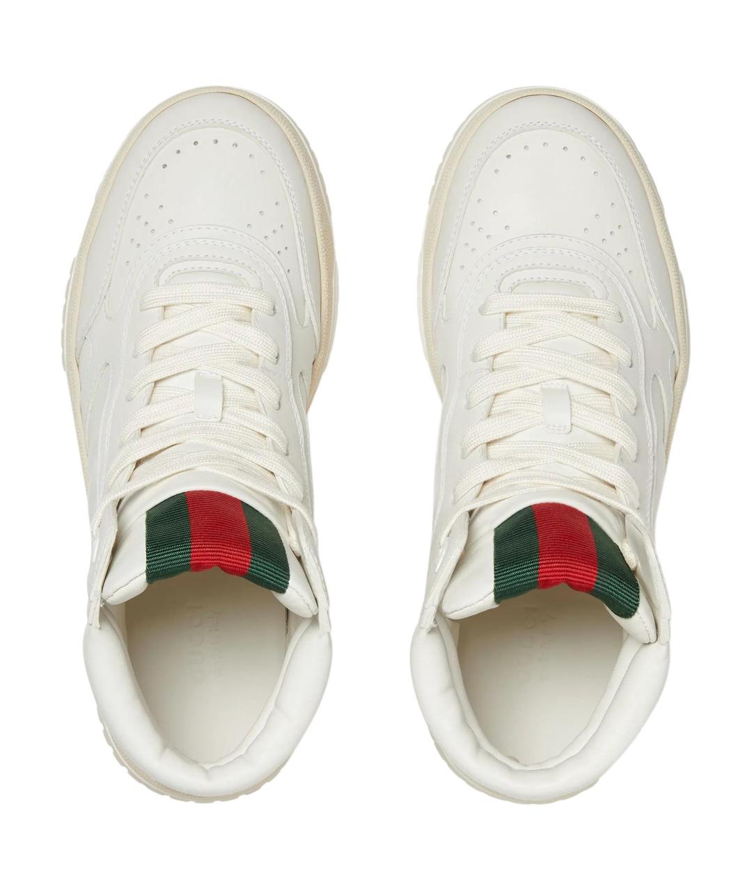 GUCCI Белые кожаные кроссовки, фото 4
