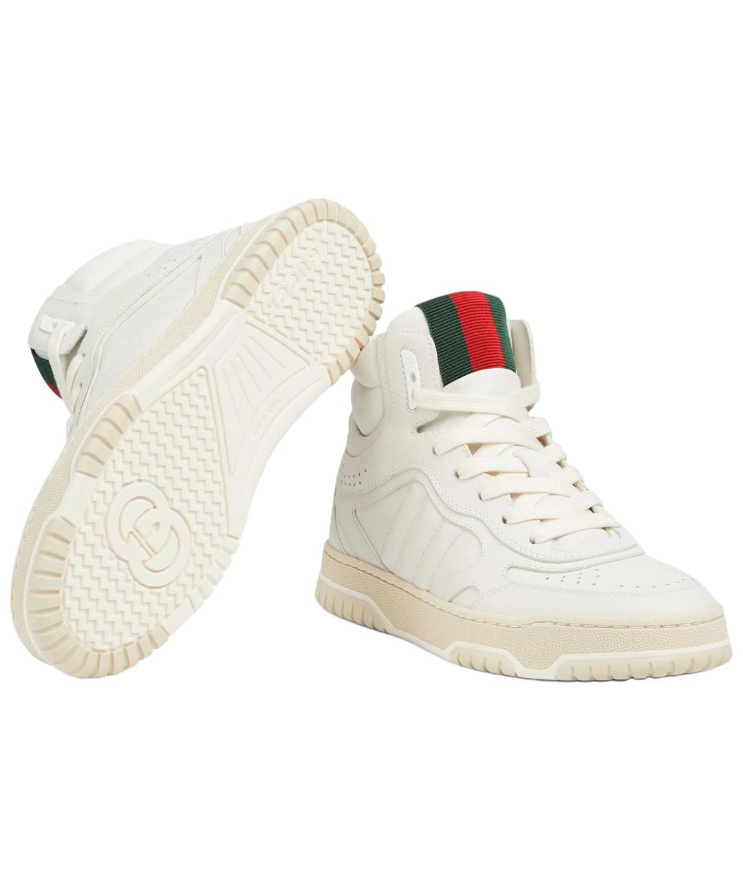GUCCI Белые кожаные кроссовки, фото 5