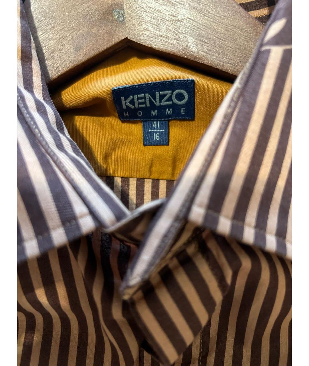 KENZO Коричневая хлопковая классическая рубашка, фото 3